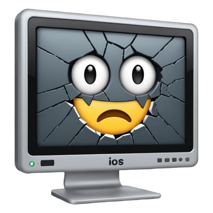 Broken computer monitor with no face  sticker