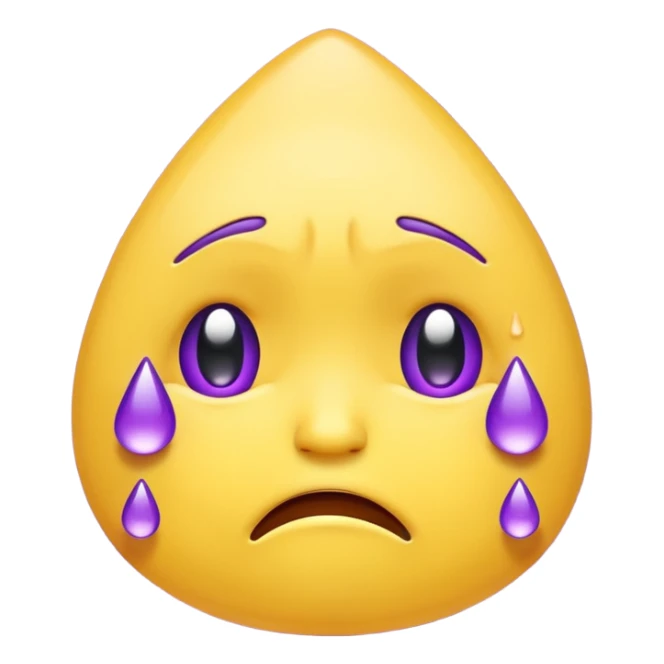 Yellow sad emoji crying purple tears sticker