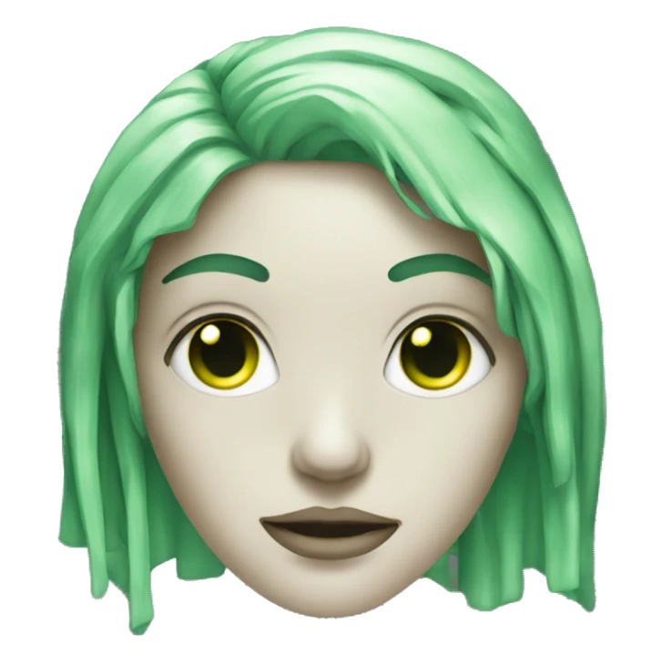 Cyborg head with green eyes and green hair sticker
