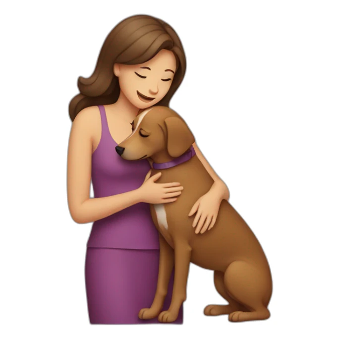 woman hugging a dog sticker