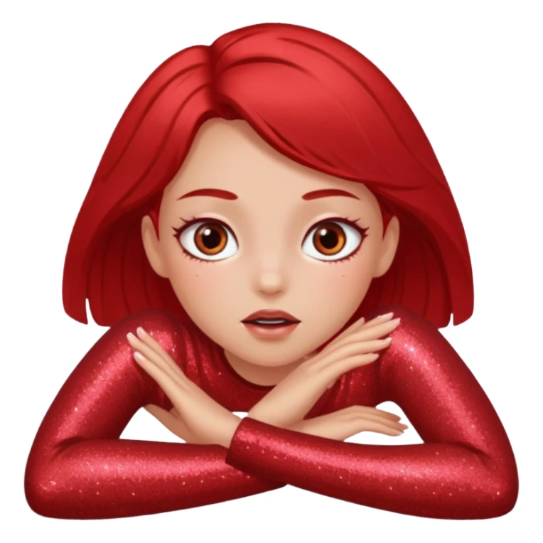 red glitter girl with eyes lying on the floor sticker
