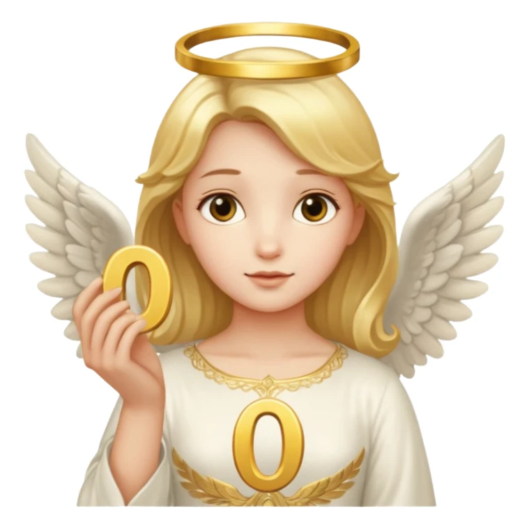 an angel holding number 0 on her hand sticker