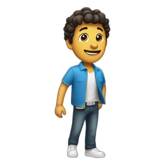 Un chico saludando y dando los buenos dias sticker