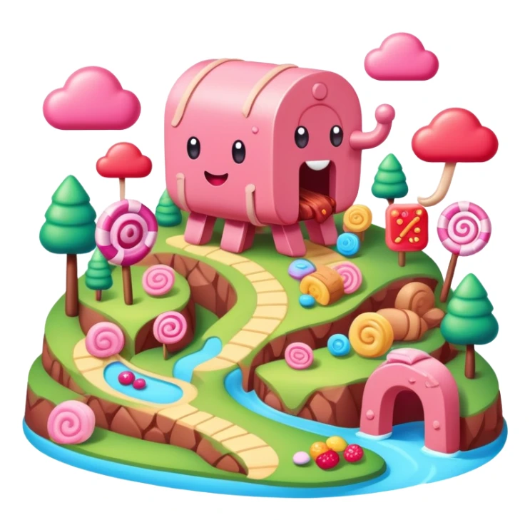 kawaii style SPAM MEAT candy land landscape  sticker