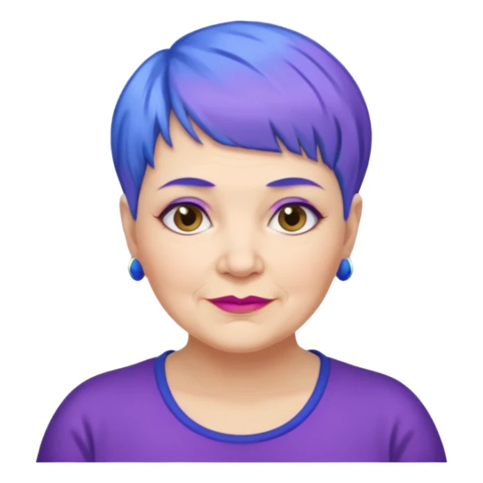 mujer muy mayor un poco gorda pelo azul o morado pixie cut  sticker