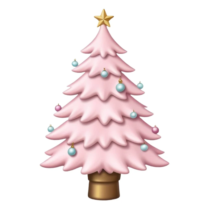 Pastel pink Christmas tree with white ornaments  sticker