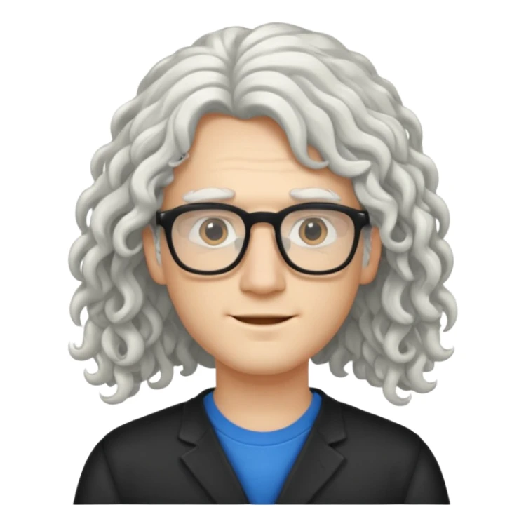 young pc tech guy with long curly white hair sticker