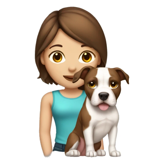 Brown hair girl with pit bull sticker