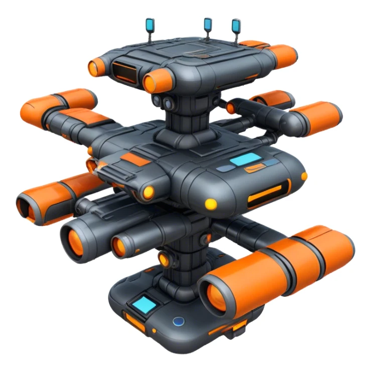 Orange, cyberpunk style, neon, gravity realistic space station sticker