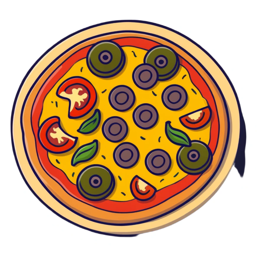 veggie pizza with mushrooms bell peppers and olives sticker