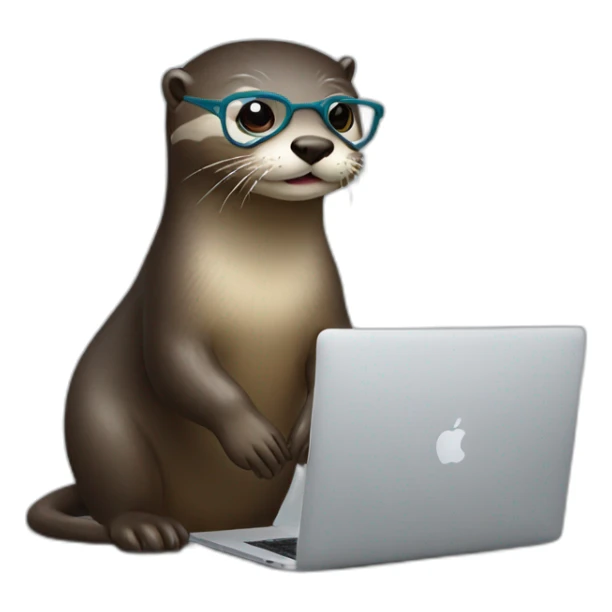 female vet otter with glasses use a macbook sticker
