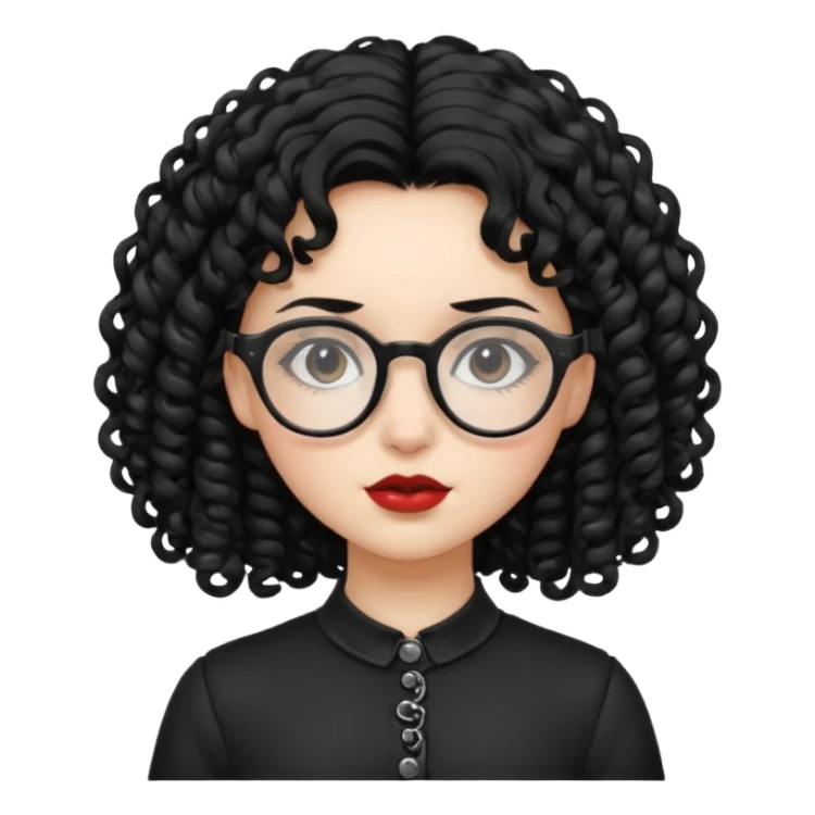 curly gothic girl with glasses sticker