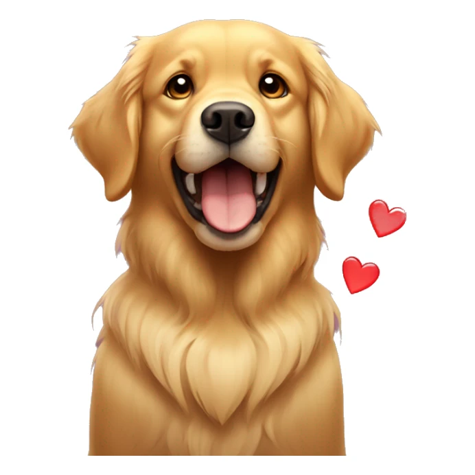 Golden Retriever is angry but with hearts next to him sticker