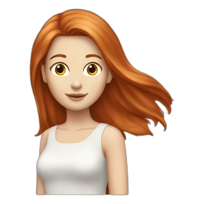 redhead white woman medium long straight hair, in love sticker
