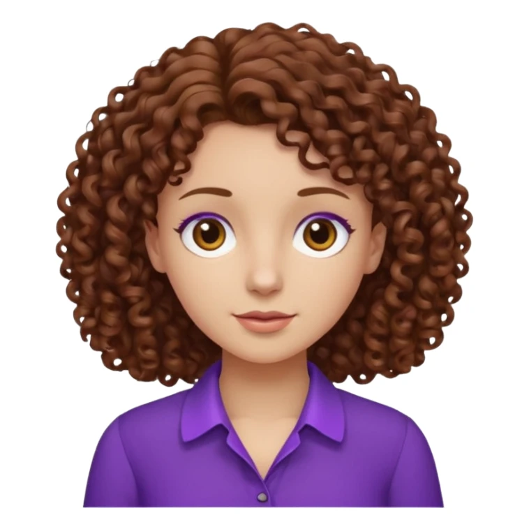 brown curly hair purple blouse sticker