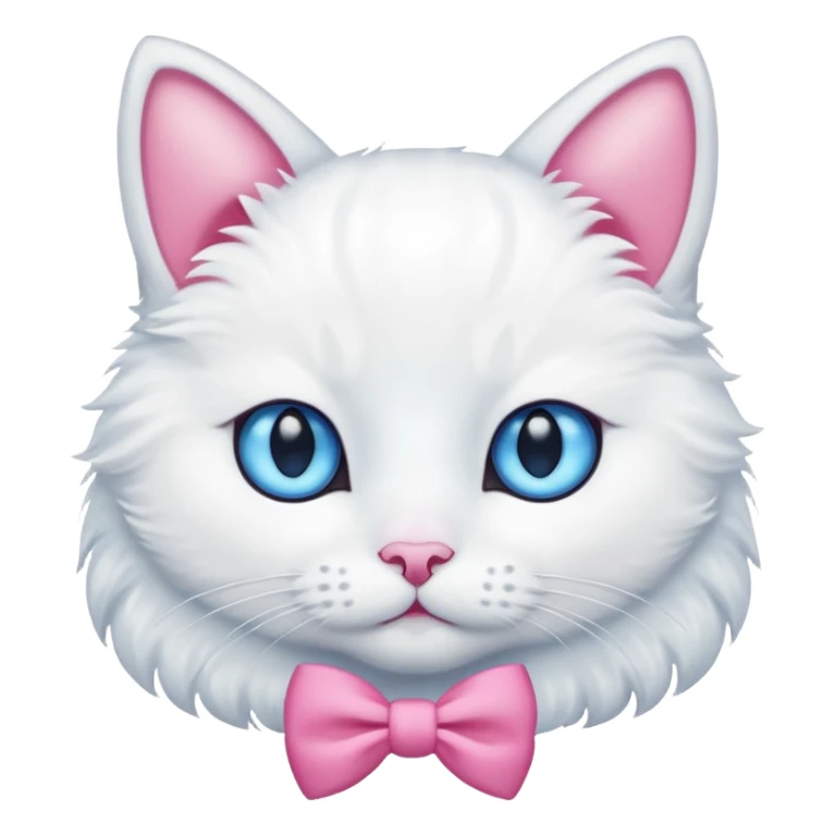 White cat blue eyes with a pink bow  sticker