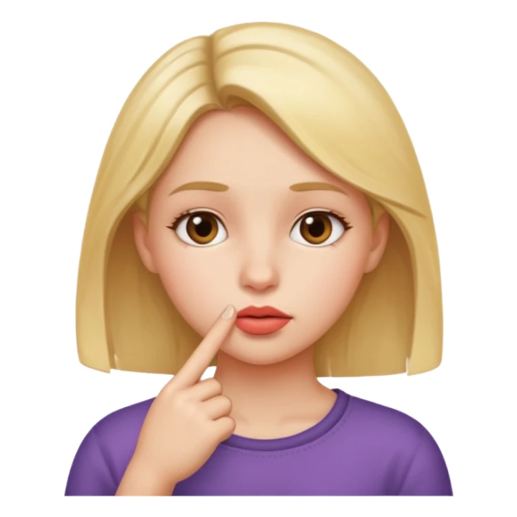 Finger to lip girl emoji sticker