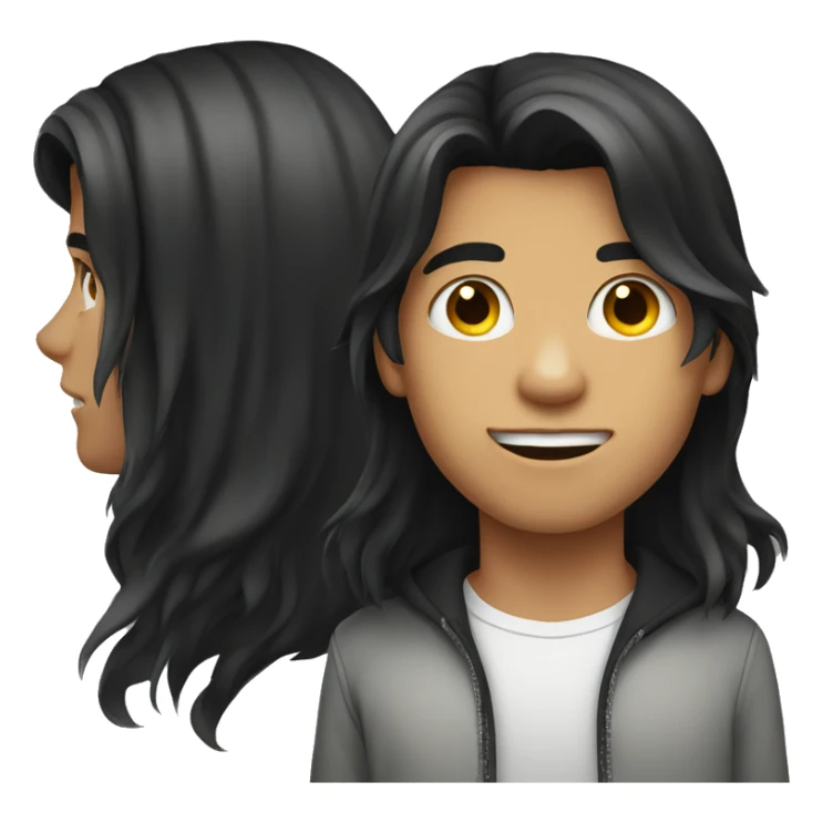 Long hair teenager boy, dark hair sticker