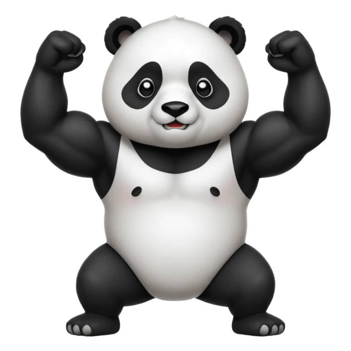 I want something like floppy bird but panda with muscles sticker