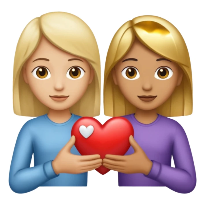 Two people holding half a heart up sticker