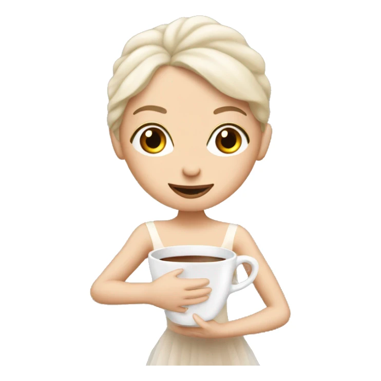 White Ballerina with a cup of coffee sticker