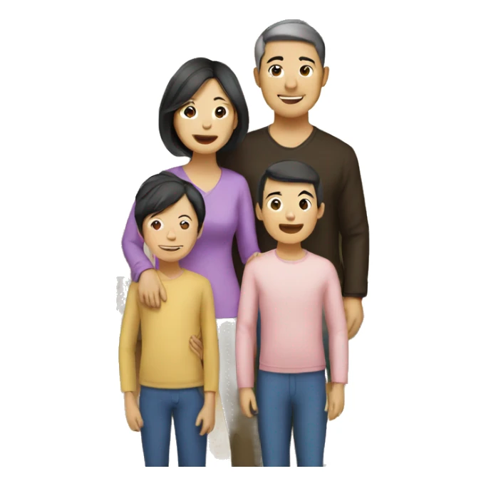 asian family at home sticker