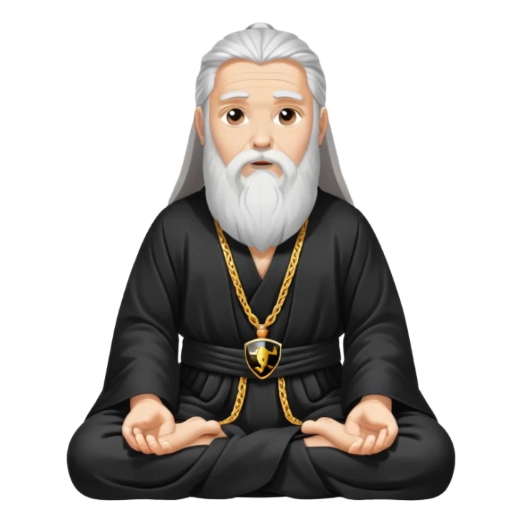 Wise spiritual guru with long beard wearing Lamborghini logo, meditation pose sticker