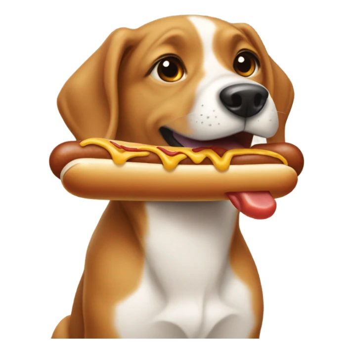 Un perro con un hotdog sticker