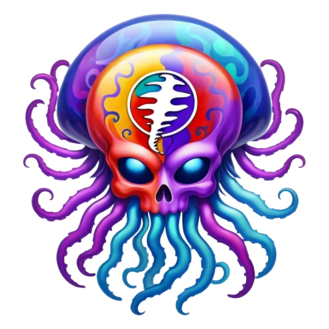 Jellyfish themed Grateful Dead, steal your face sticker