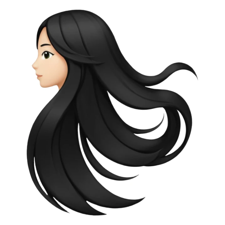 back view of long black hair sticker