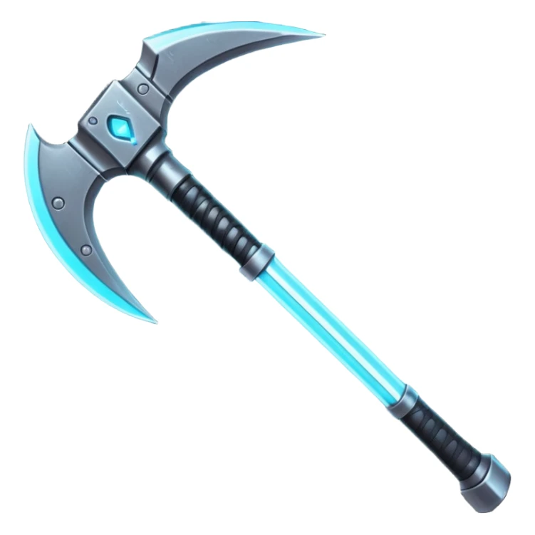 futuristic space mining pickaxe, glowing energy blade, sci-fi metal handle, neon accents, 3D cartoon, mobile game icon, clean background, no text, no watermark

 sticker