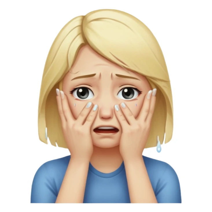 Blonde girl crying with hands covering face sticker
