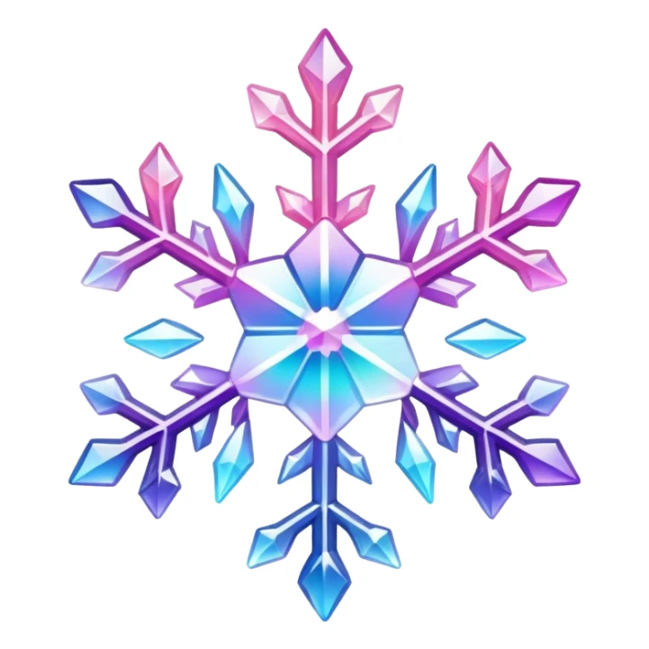 Gradient iridescent Pastel rainbow Pink violet blue white crystal star snowflake  sticker