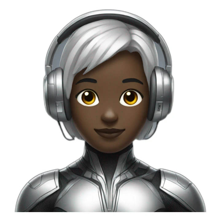 black panther wearing silver futuristic headphones sticker