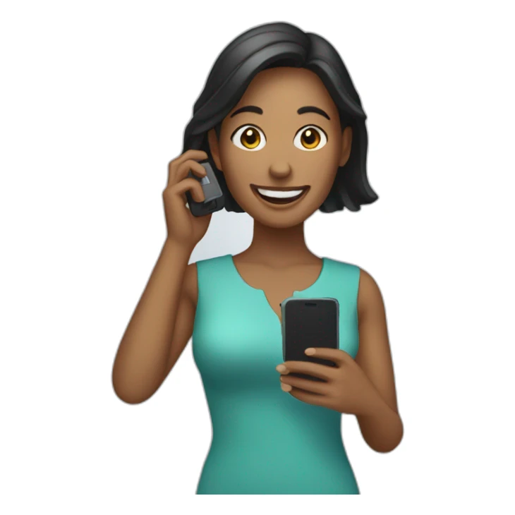 woman holding a phone and smiling sticker