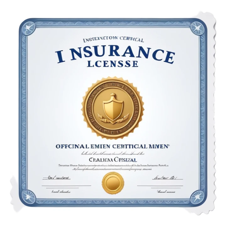 insurance license certificate with official seal sticker
