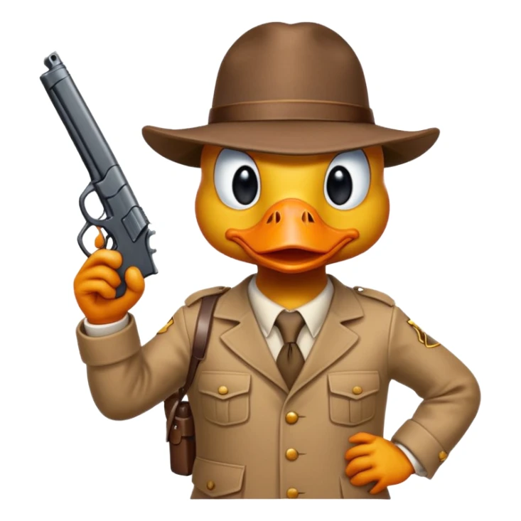 angry duck with a gun in his hand pointing at us  sticker