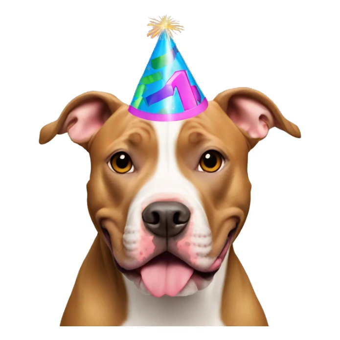 Pit bull with birthday hat sticker