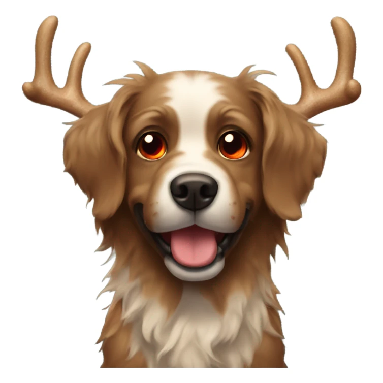 Brown scraggly dog with Christmas antler and red light up nose  sticker