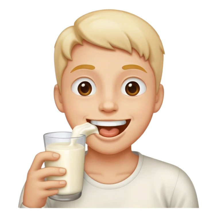 Happy face with milk in mouth  sticker