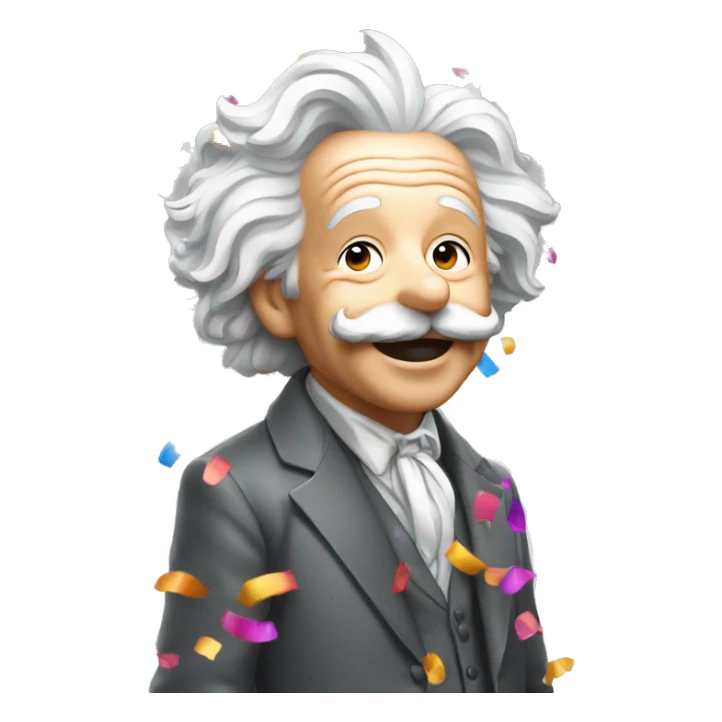 happy albert einstein shooting colorful confetti popper sticker