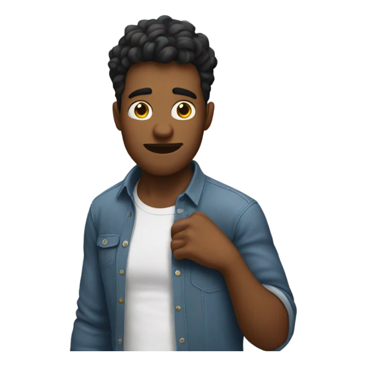 A guy grabbing at his shirt cuz he is nervous sticker