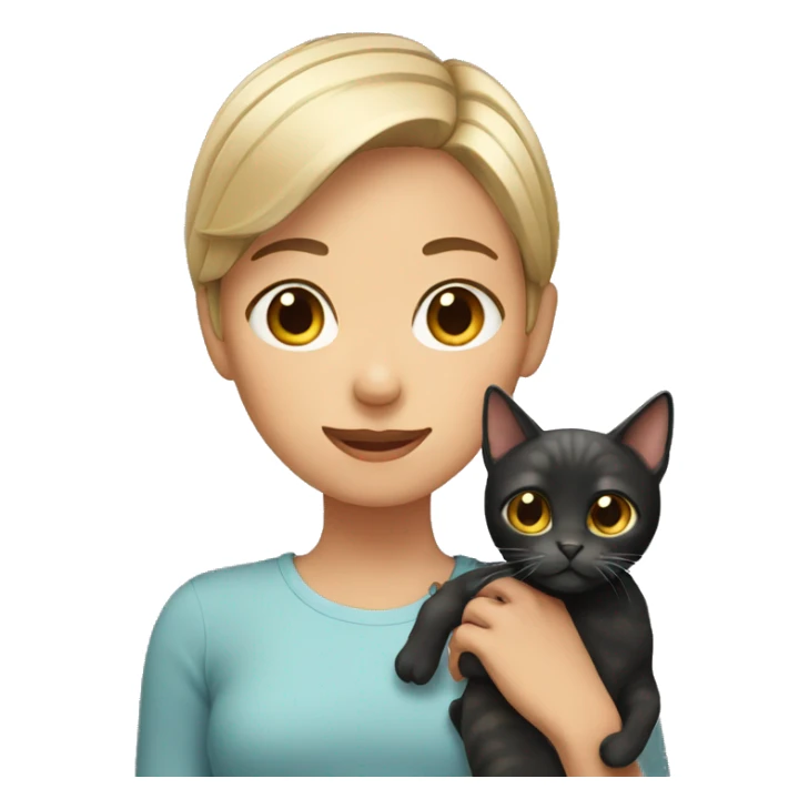 Short hair girl holding cat sticker