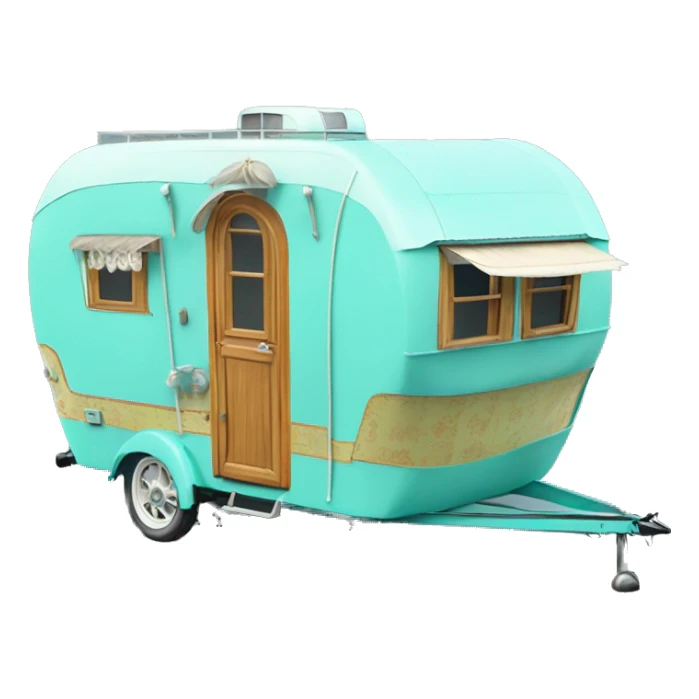 Realistic tiffany blue vintage round gypsy caravan wagon camper sticker