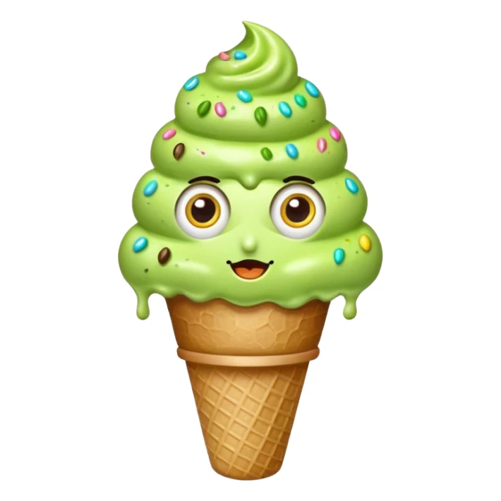 sprinkled green ice cream with eyes sticker