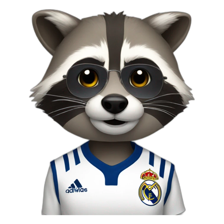raccoon dressed in real madrid soccer gear sticker