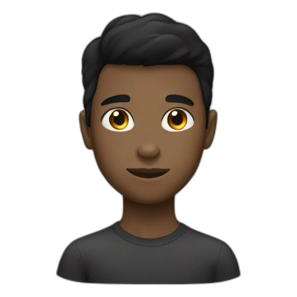 black-haired, dark and straight boy with a square face sticker