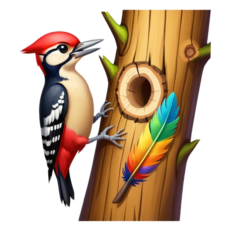 Woodpeckers taping on the trunk sticker