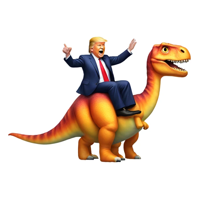 Donald trump riding dinosaurs sticker