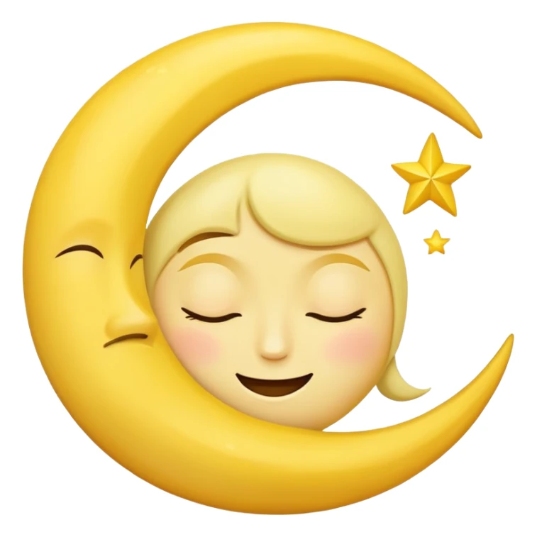 A crescent moon with a sleepy, peaceful face sticker
